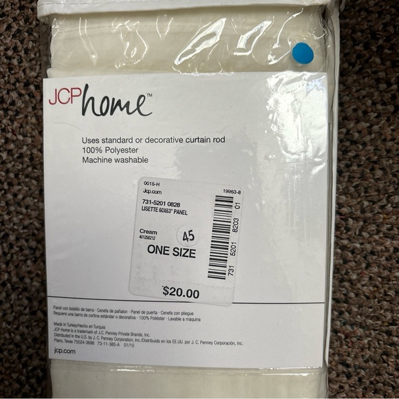 NEW Vintage JC PENNEY HOME COLLECTION LISETTE CURTAIN PANEL CREAM 60" X 63” - Picture 4 of 4
